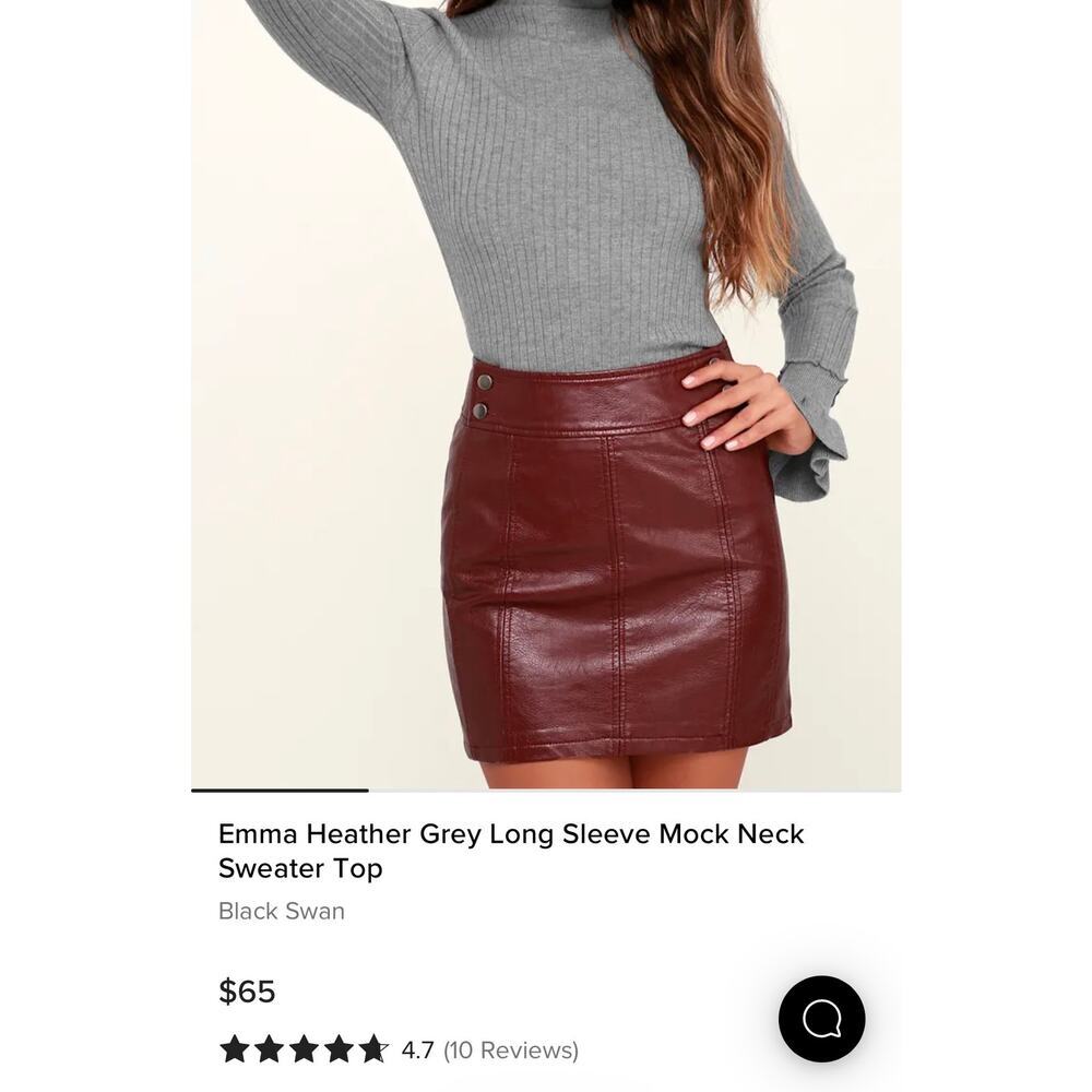 Lulus Black Swan Heather Grey Long Sleeve Mock Neck Sweater Top - Picture 5 of 5